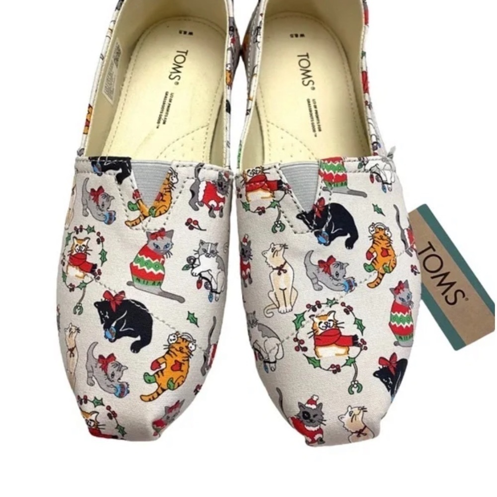 TOMS Women's Cat Pattern Flats - Cream - Picture 2 of 7
